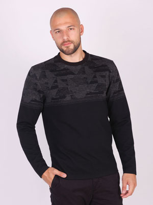 Blouse in black with gray figures - 42347 - € 32.06