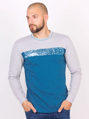 Ανδρική μπλούζα σε μπλε και γκρι - 42351 - € 27.56