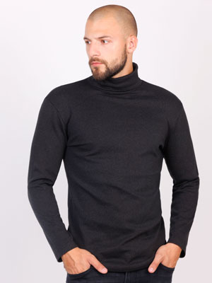 Σκούρο γκρι βαμβακερό μπλουζάκι πόλο - 42363 - € 27.56