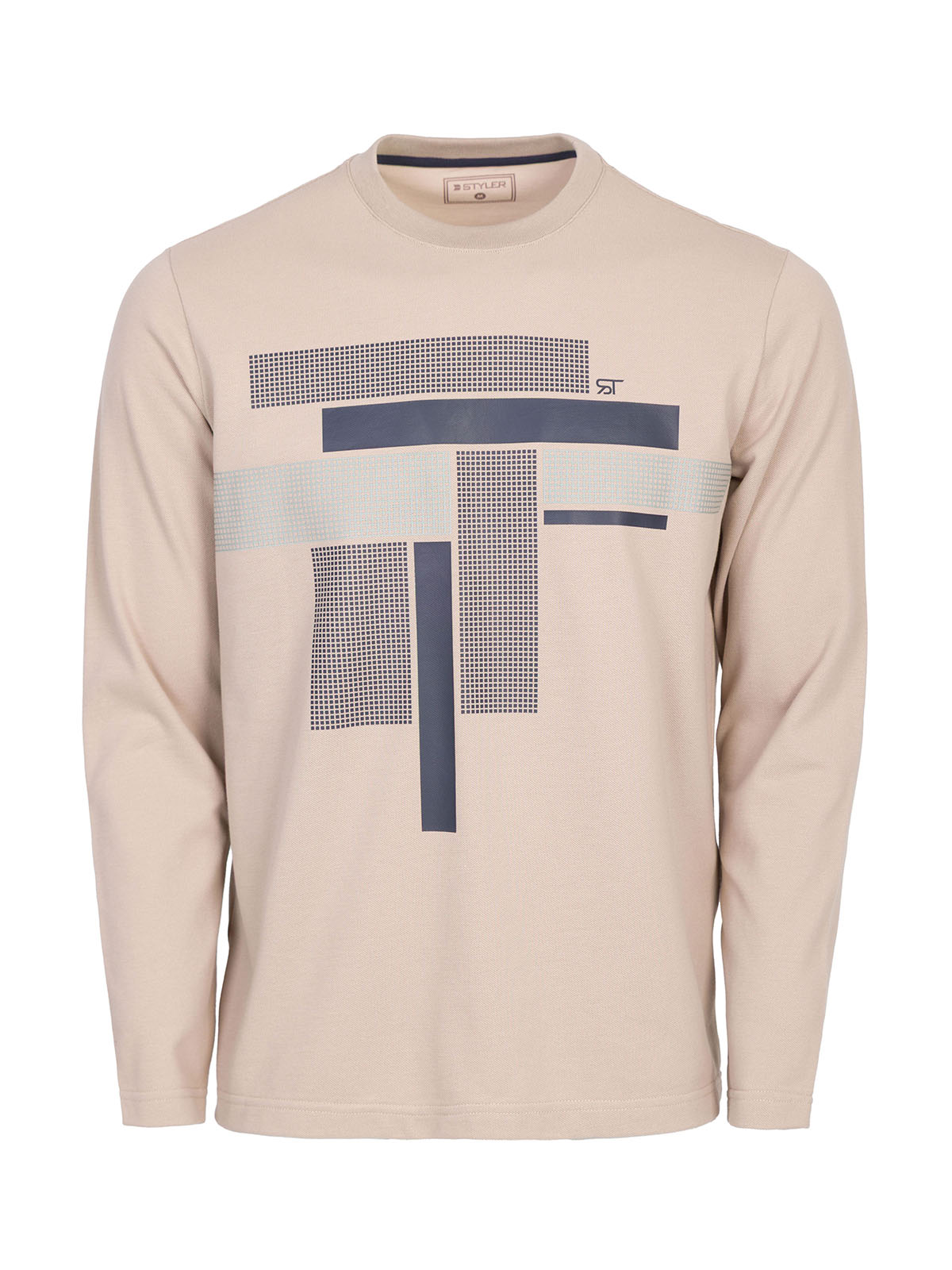 Μπλούζα μπεζ piqué με σκούρο μπλε print - 42387 40.49 € img1