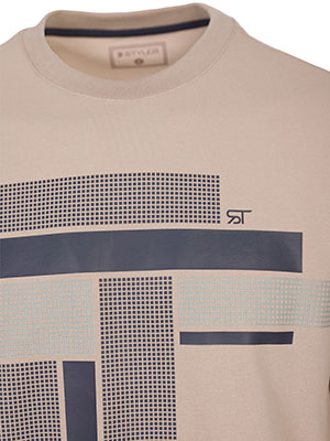 Μπλούζα μπεζ piqué με σκούρο μπλε print - 42387 40.49 € img3