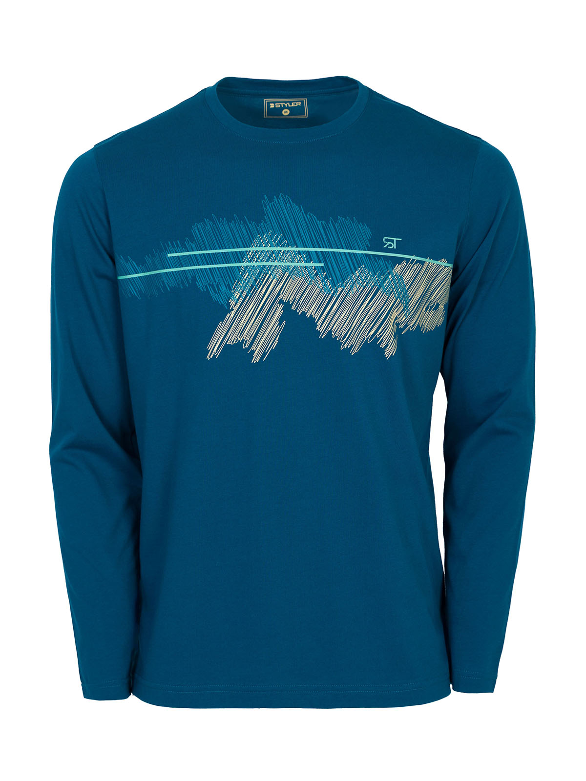 Petrol blue blouse with stylish print - 42391 40.49 € img1