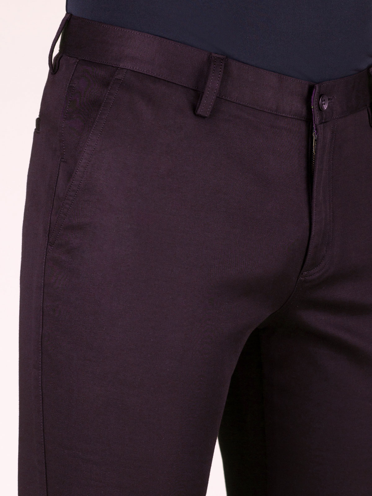 Dark Purple Solid Trousers - Selling Fast at Pantaloons.com