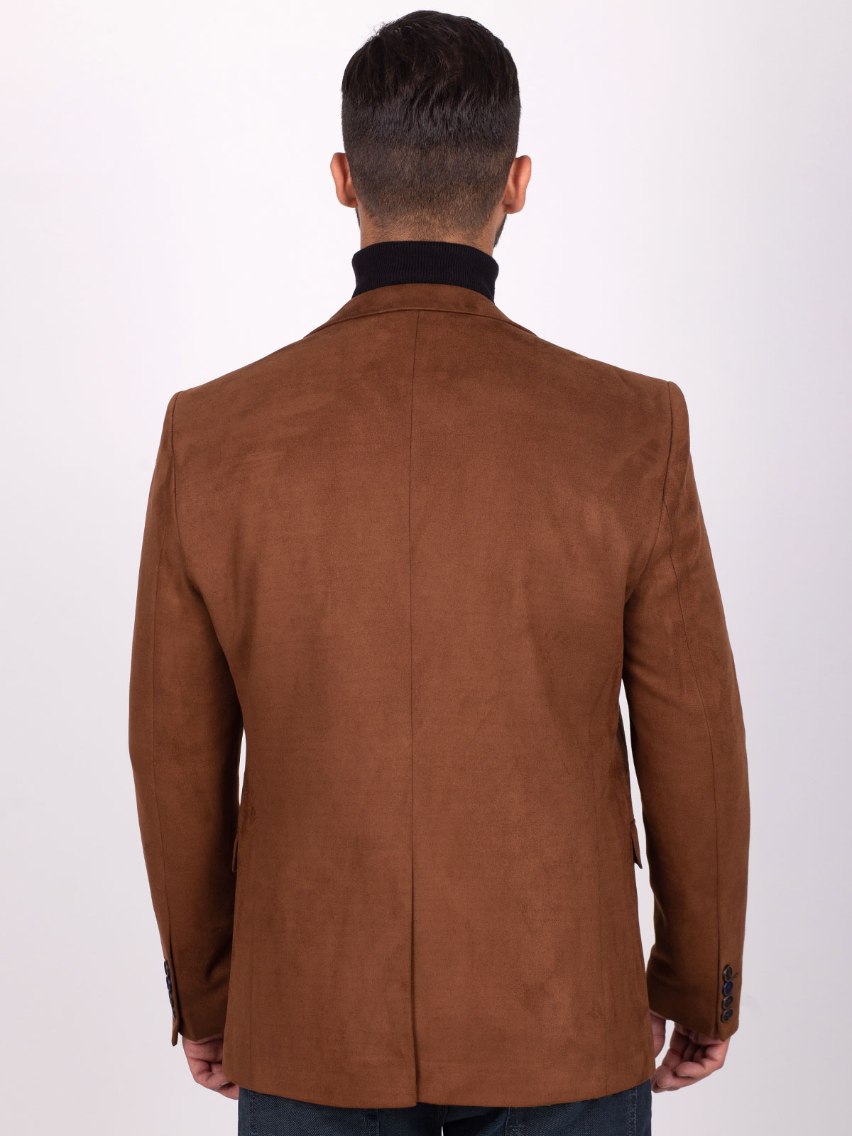 Jachetă croită din piele intoarsa maro - 61084 € 72.55 img4