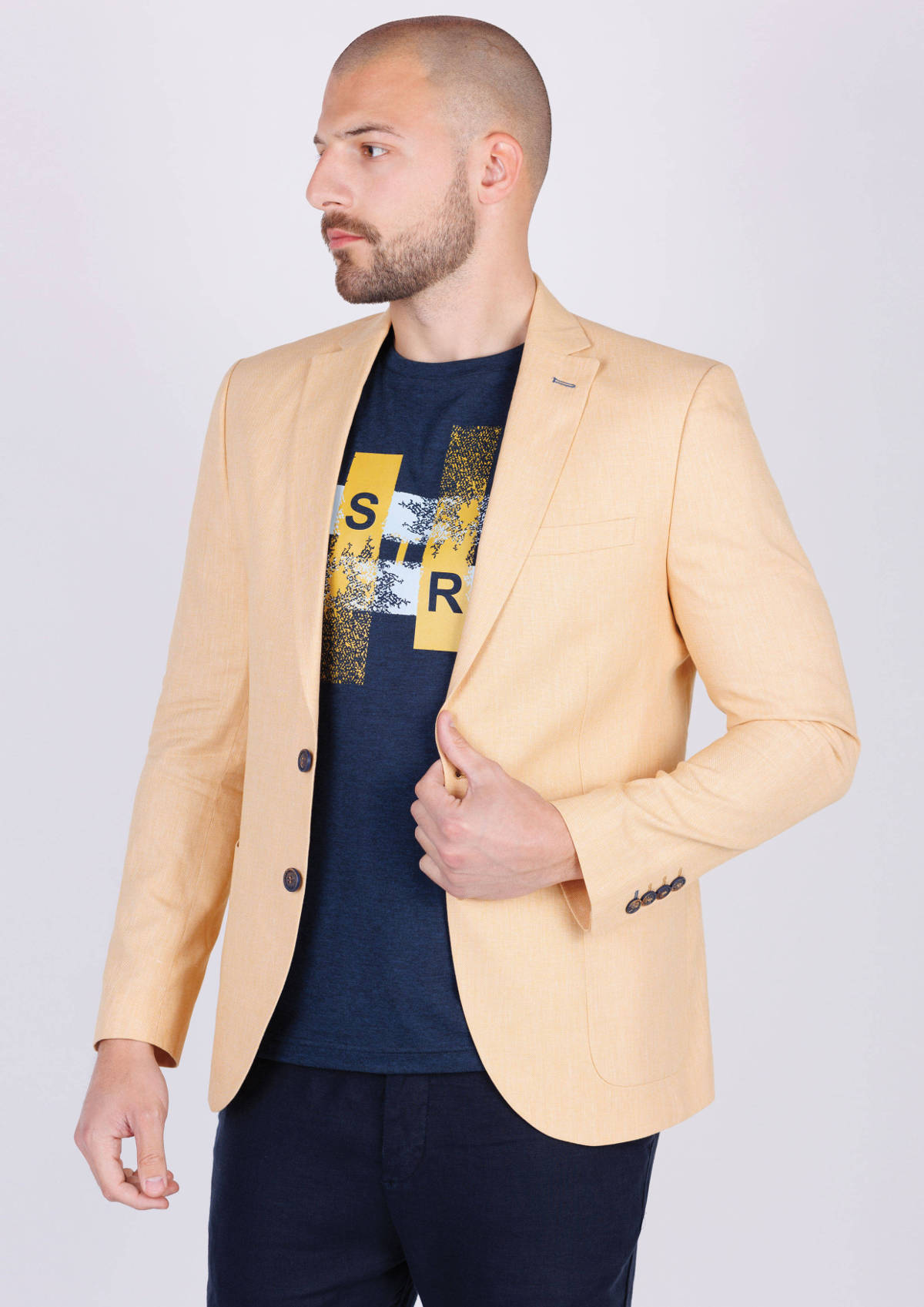 Mens linen jacket in yellow - 61094 € 139.48 img2
