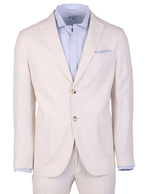 item:Ανδρικό λινό μπουφάν σε λευκό χρώμα - 61103 - € 133.86