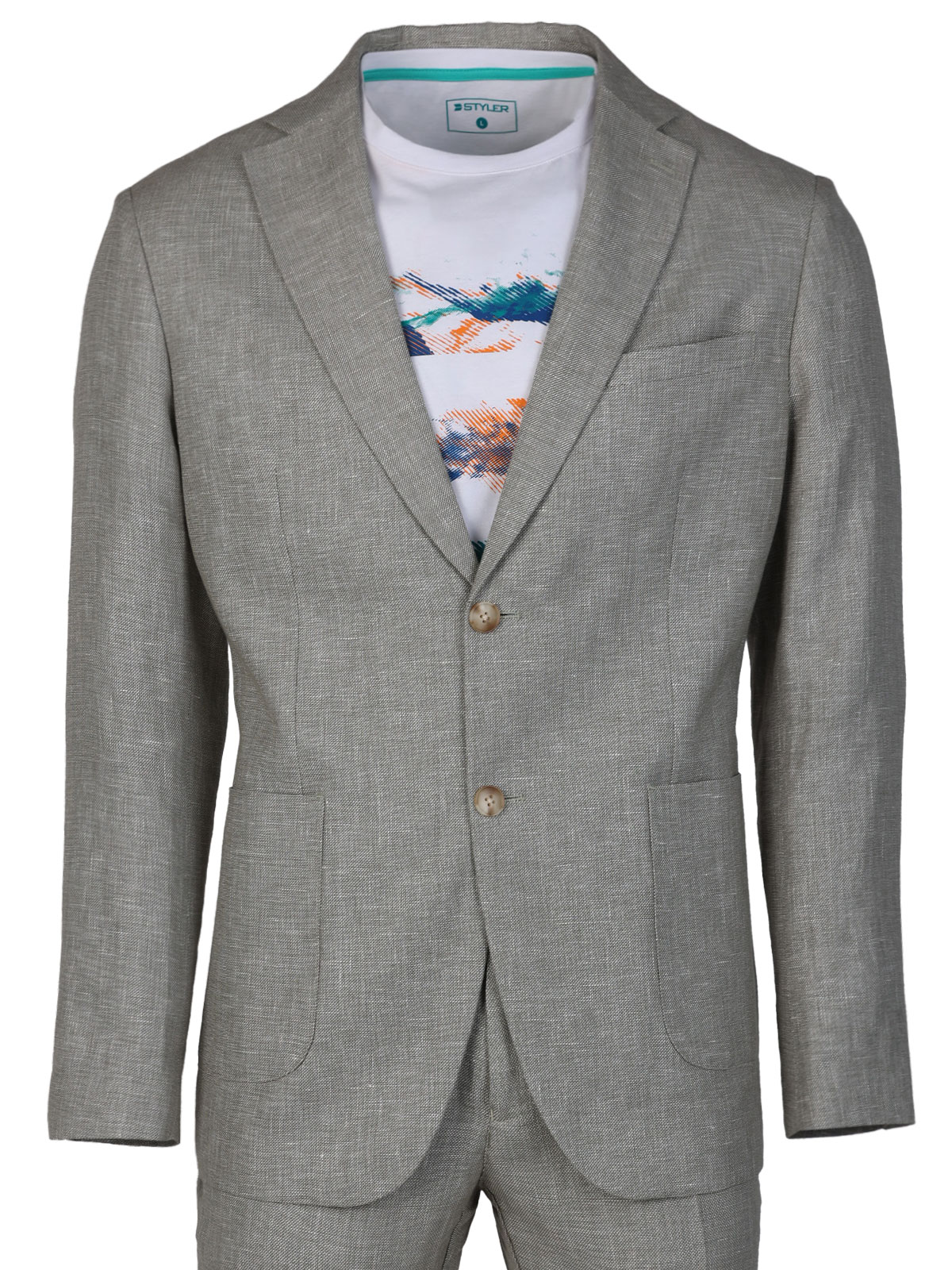 Linen jacket in green melange - 61105 € 133.86 img1