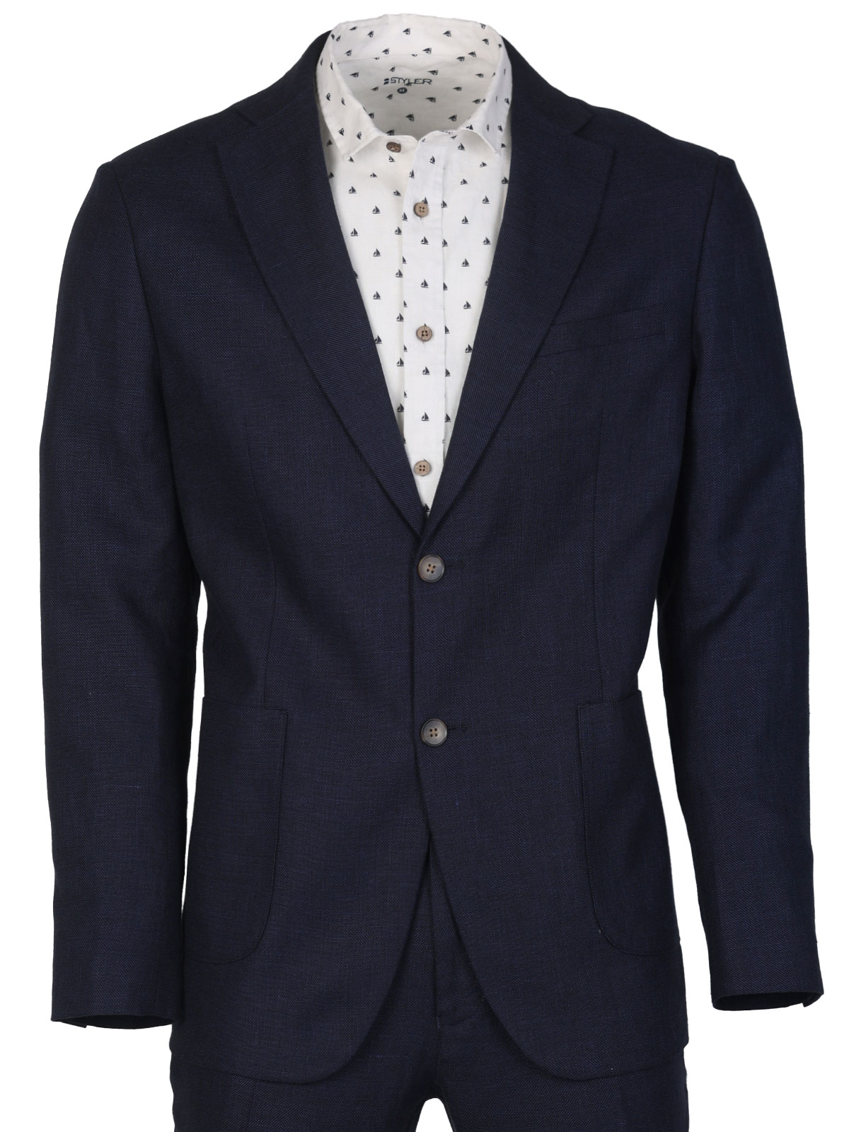 Blazer bărbătesc din in albastru închis - 61106 € 133.86 img1