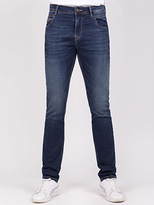 Mid blue jeans with trit effect-62156-€ 78.18