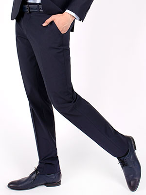 Σκούρο μπλε εφαρμοστό παντελόνι με μαλλ-63248-€ 30.93