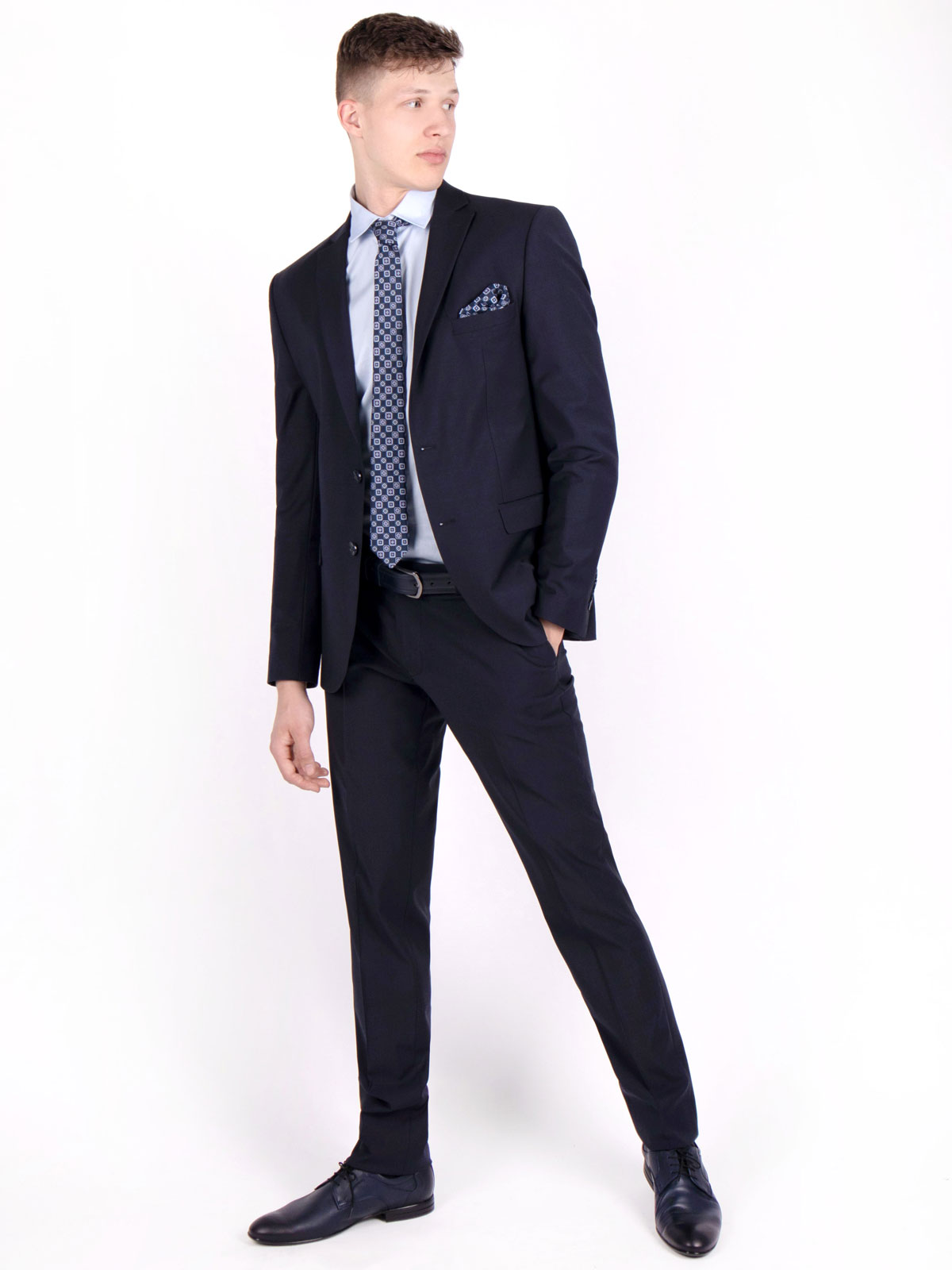 Σκούρο μπλε εφαρμοστό παντελόνι με μαλλ - 63248 € 30.93 img3