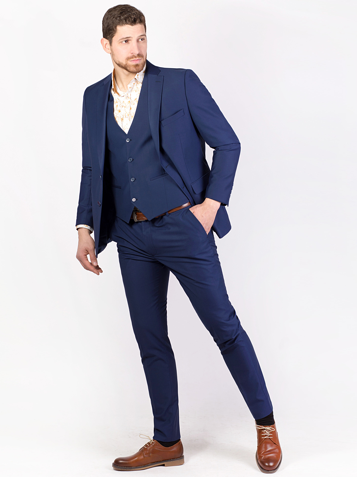  fitted elegant trousers in blue denim  - 63304 € 51.74 img3