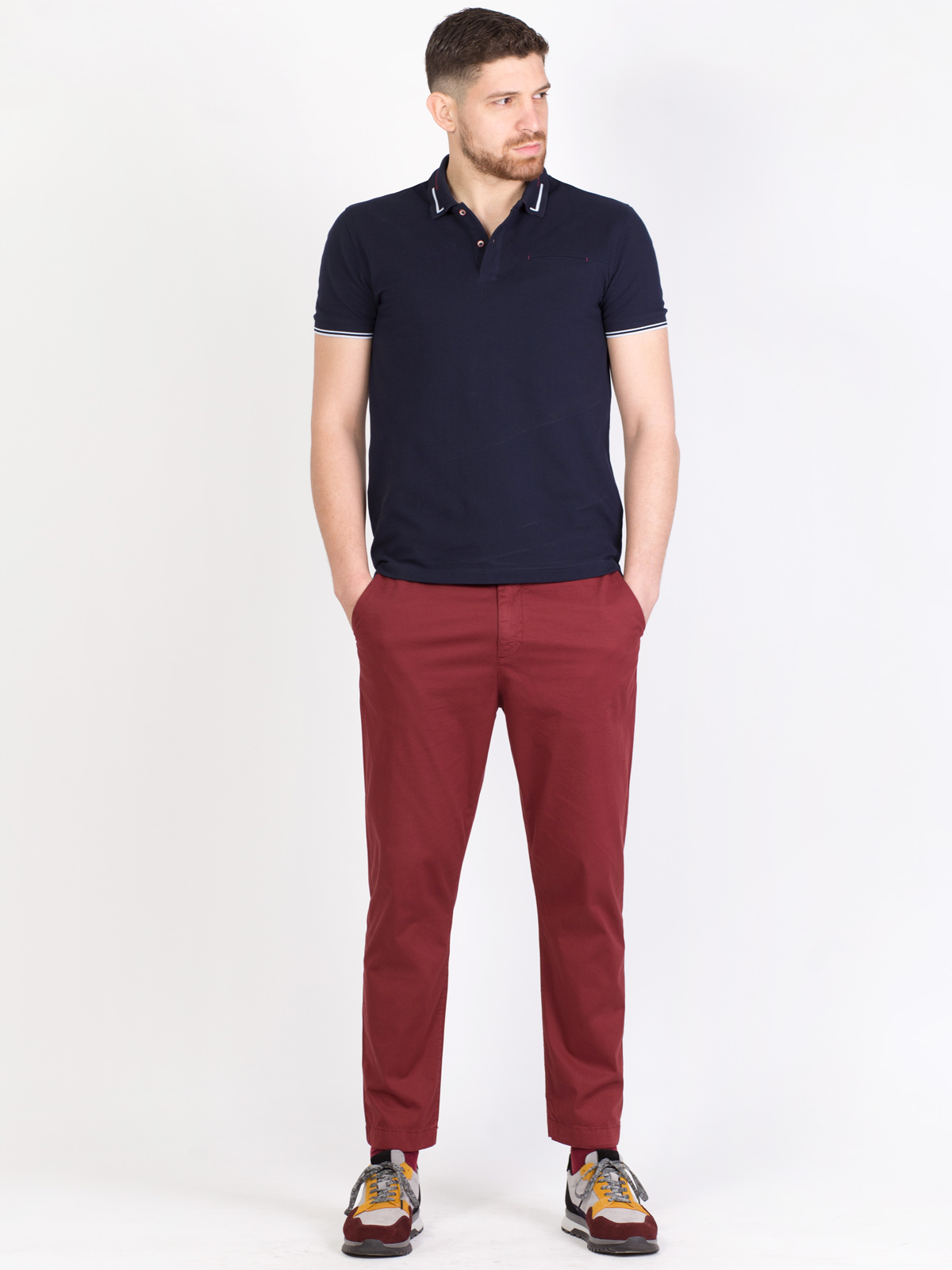 navy blue and burgundy | Burgundy pants, Burgundy pants outfit, Style