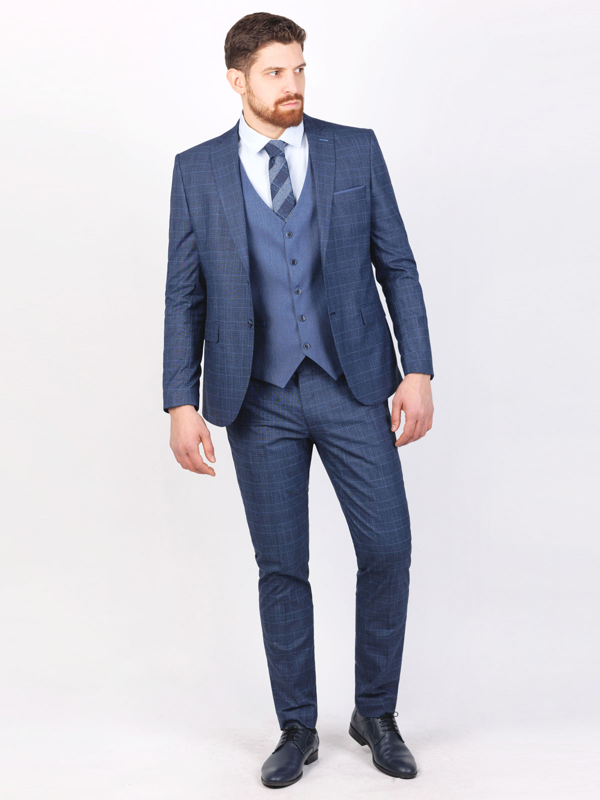 Pantaloni formali in albastru  in carou - 63337 € 62.99 img4