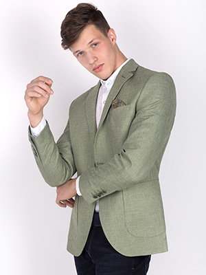 Jacheta verde din in si bumbac-64090-€ 50.06