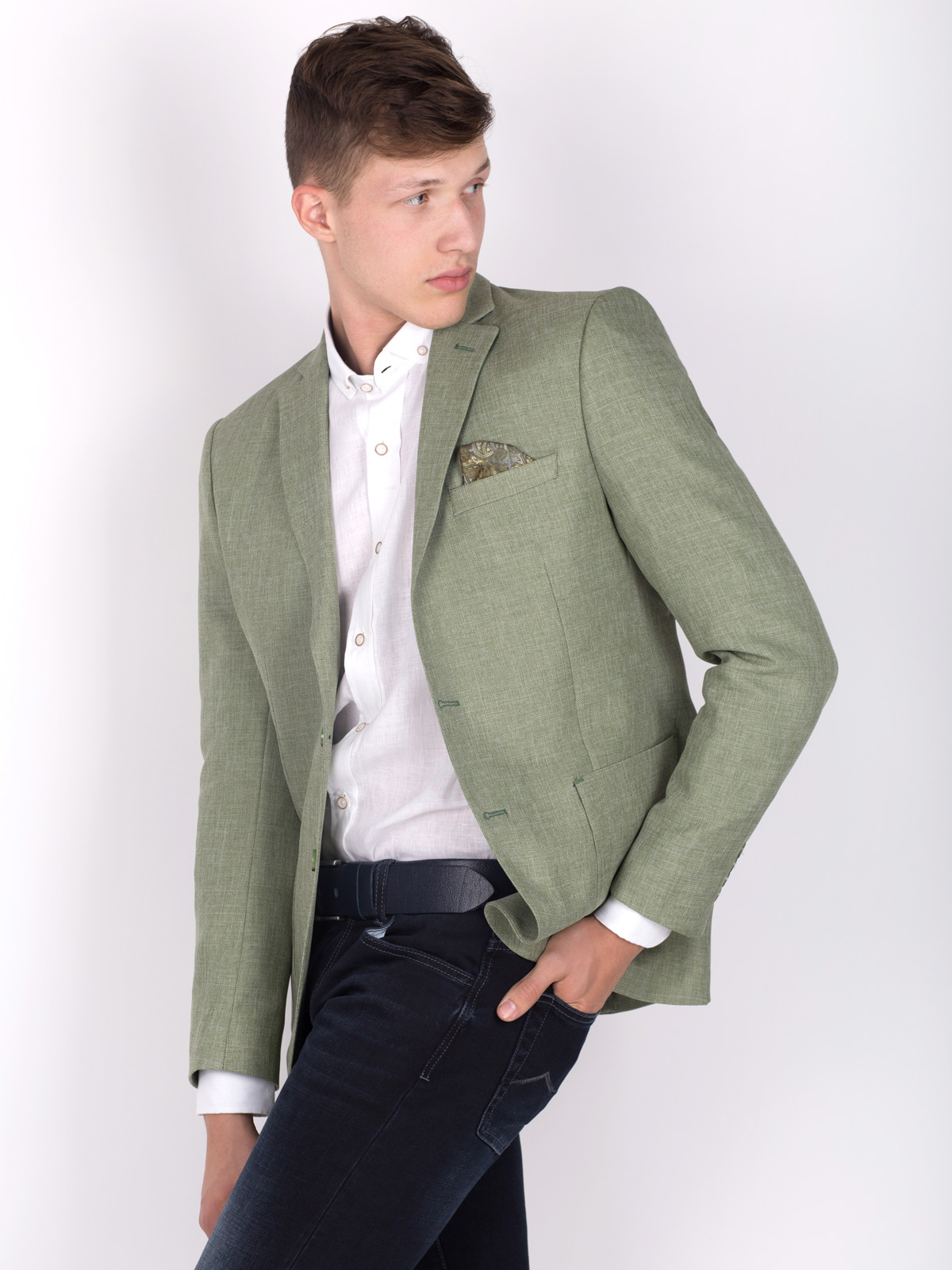 Green jacket made of linen and cotton - 64090 € 50.06 img2