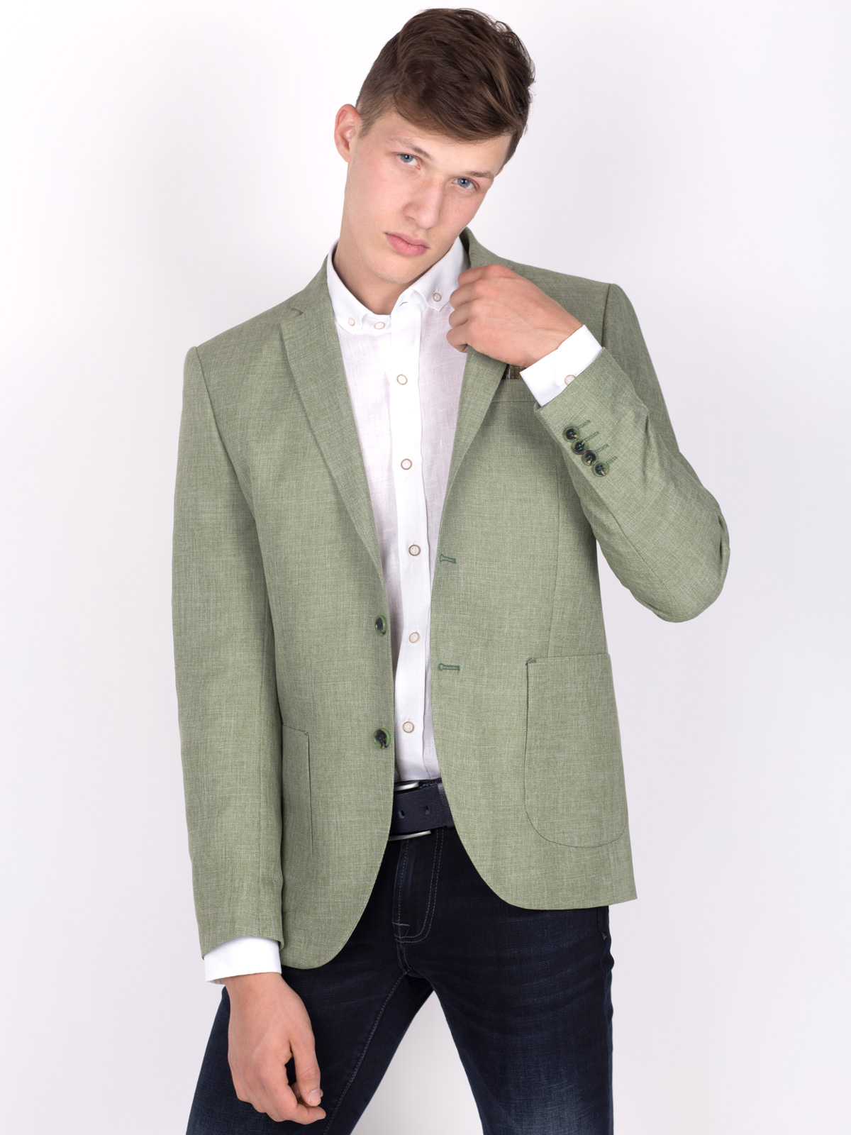 Green jacket made of linen and cotton - 64090 € 50.06 img3