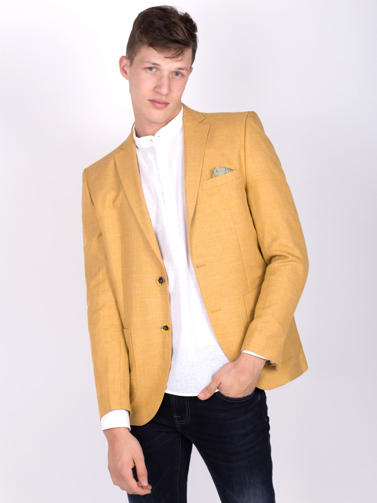 Yellow linen and cotton jacket - 64092 € 61.30 img2