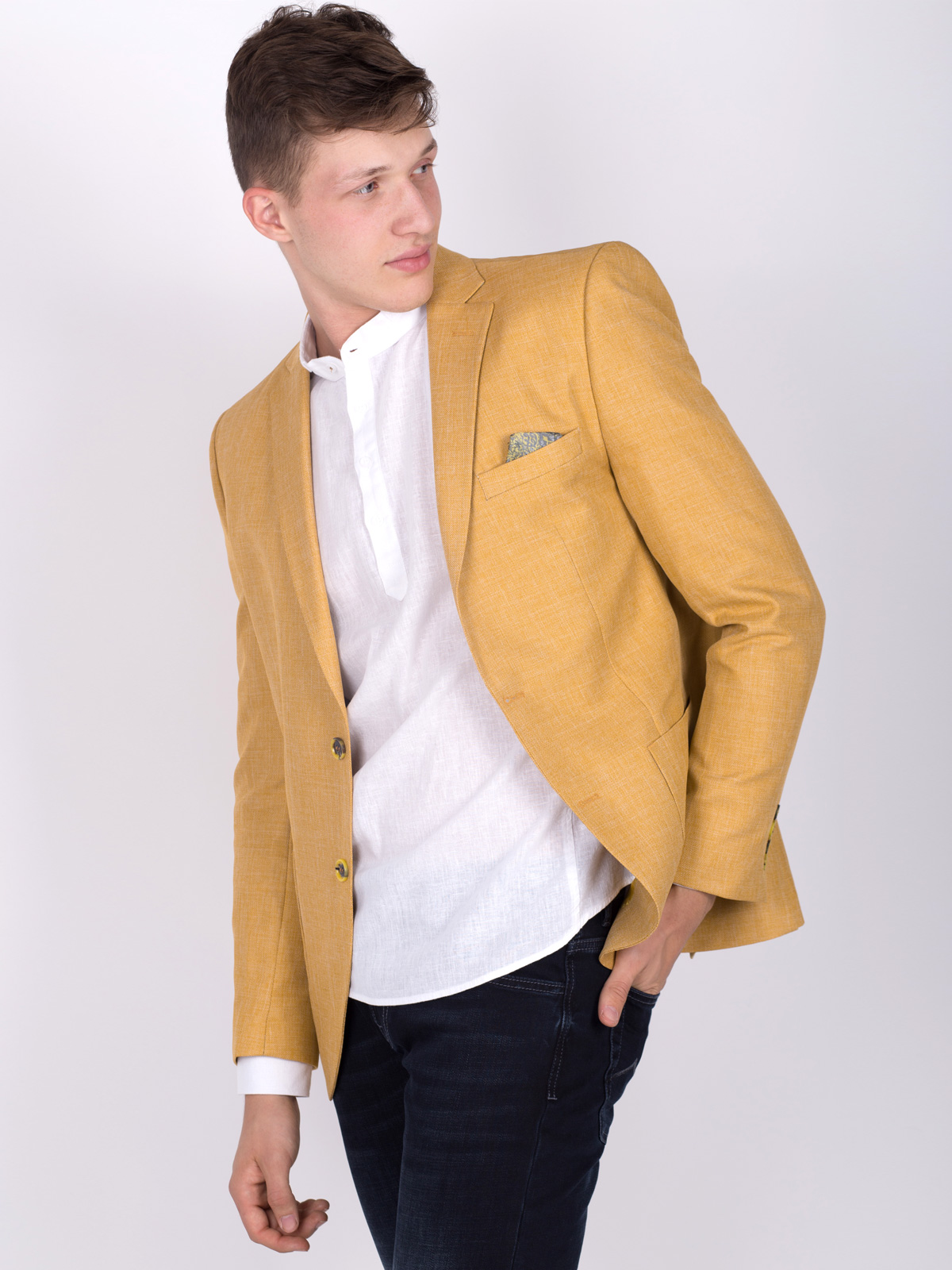 Jachetă galbenă din in și bumbac - 64092 € 61.30 img3