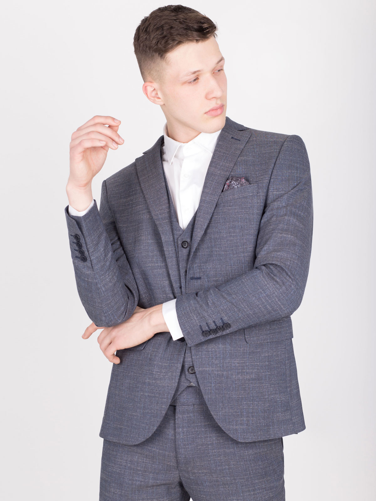 Blazer cu croială clasică gri melanj - 64107 € 50.06 img1