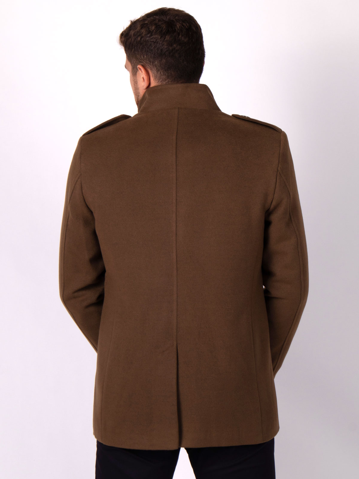 Παλτό σε καφέπράσινο μελανζέ με μαλλί - 65108 € 111.36 img4
