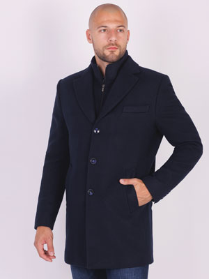 Παλτό μπλε navy σε μαλλί με ακρυλικό - 65111 - € 156.35