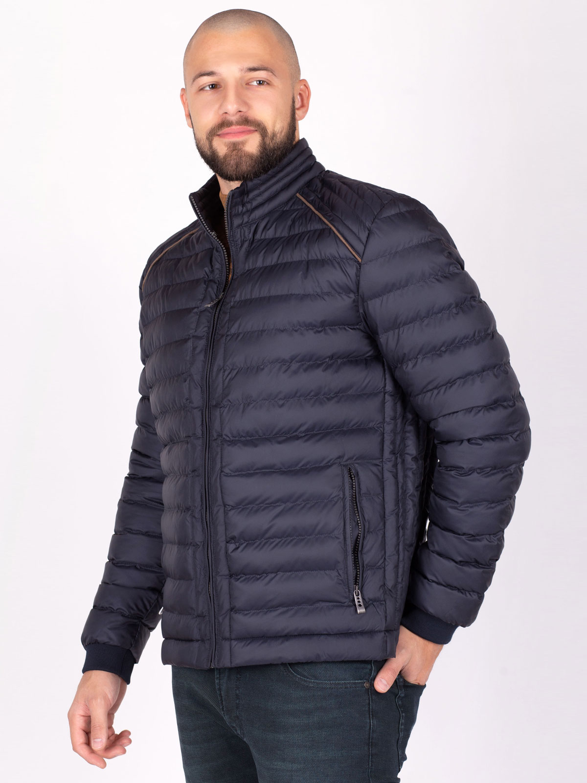 Mens blue jacket with brown accent - 65113 € 72.55 img2