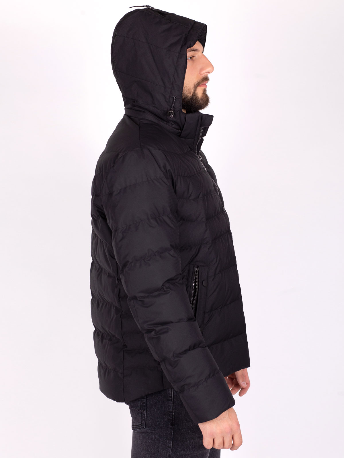 Jachetă neagră cu glugă cu buzunar dublu - 65114 € 132.73 img4