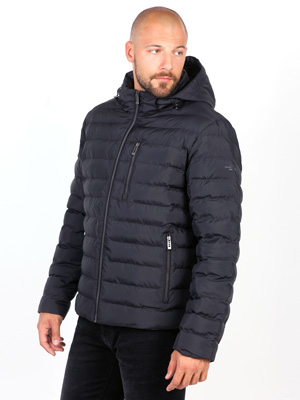 Black quilted jacket with hood-65116-€ 145.67