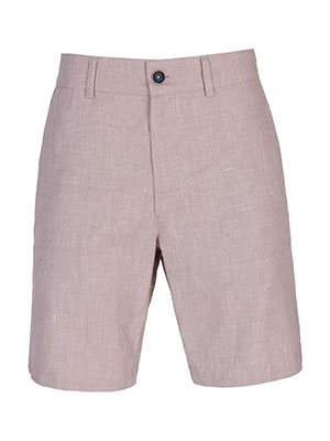 Linen mens shorts in beige melange-67106-€ 47.24