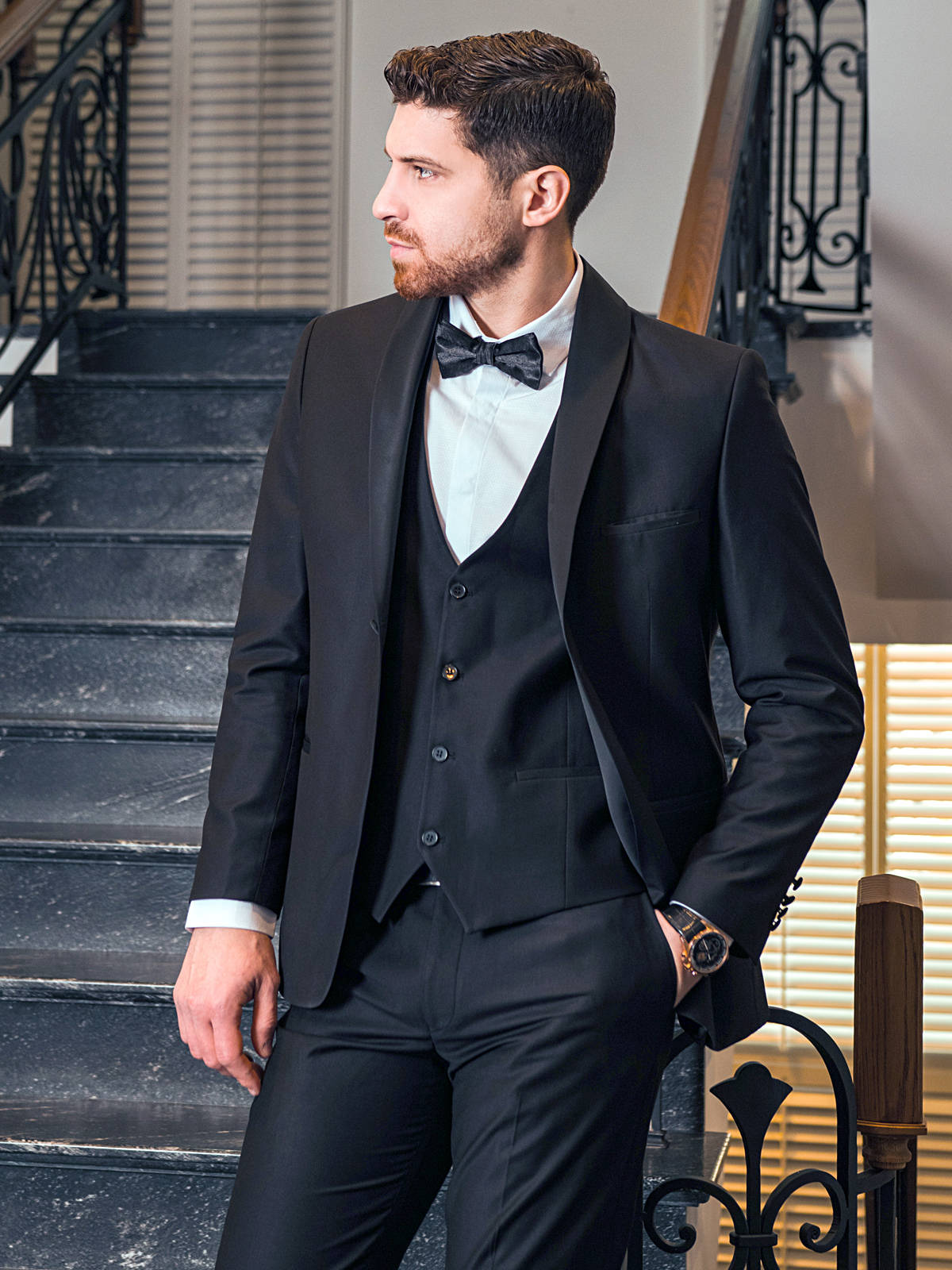 Black 3 piece suit for men –