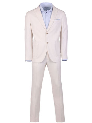 Ανδρικό λινό κοστούμι σε λευκό χρώμα-68078-€ 199.10