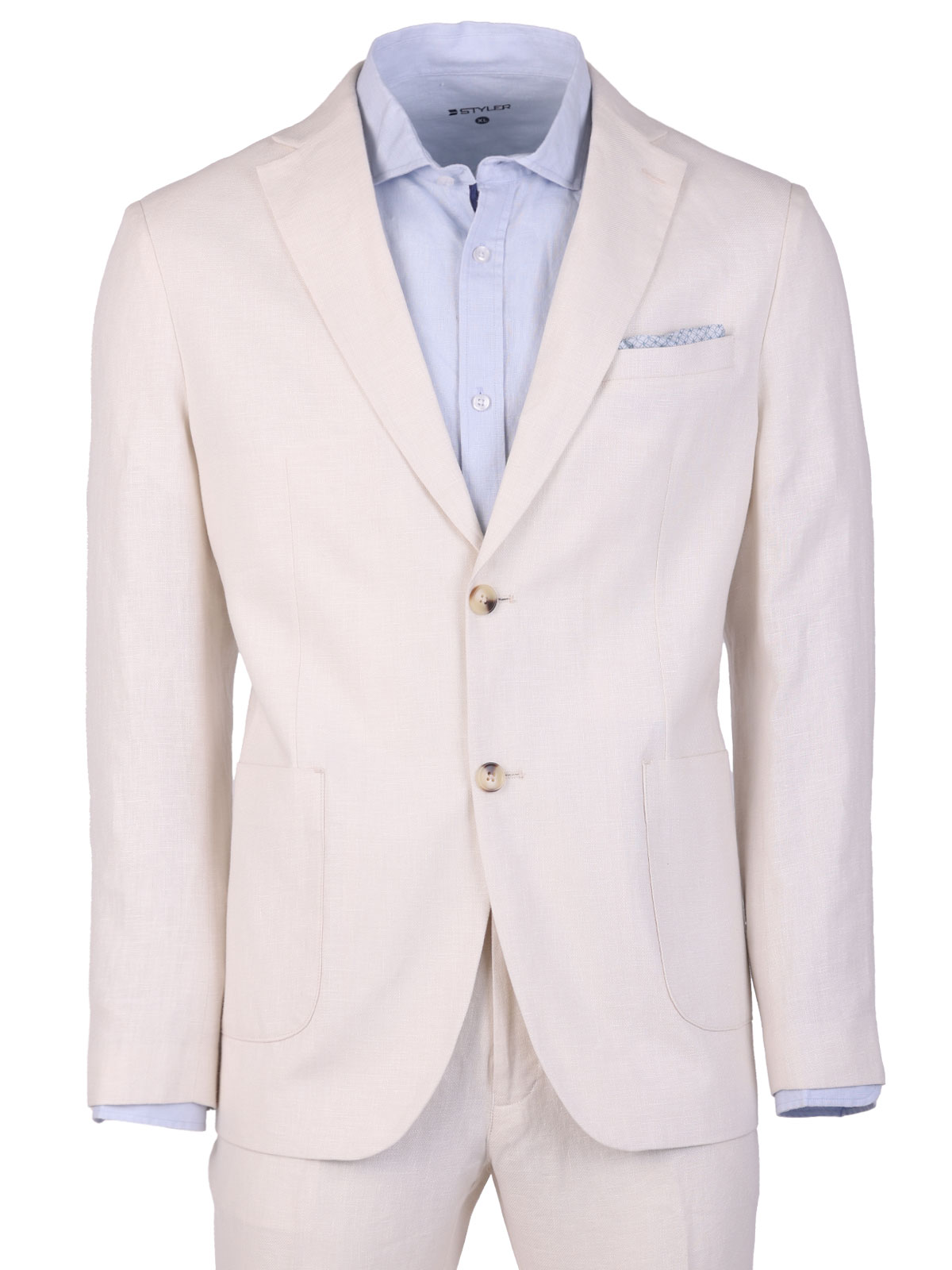 Ανδρικό λινό κοστούμι σε λευκό χρώμα - 68078 € 199.10 img2