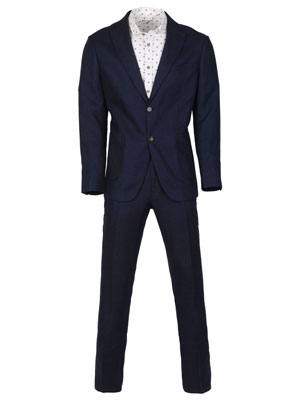 Λινό κοστούμι σε σκούρο μπλε-68081-€ 199.10