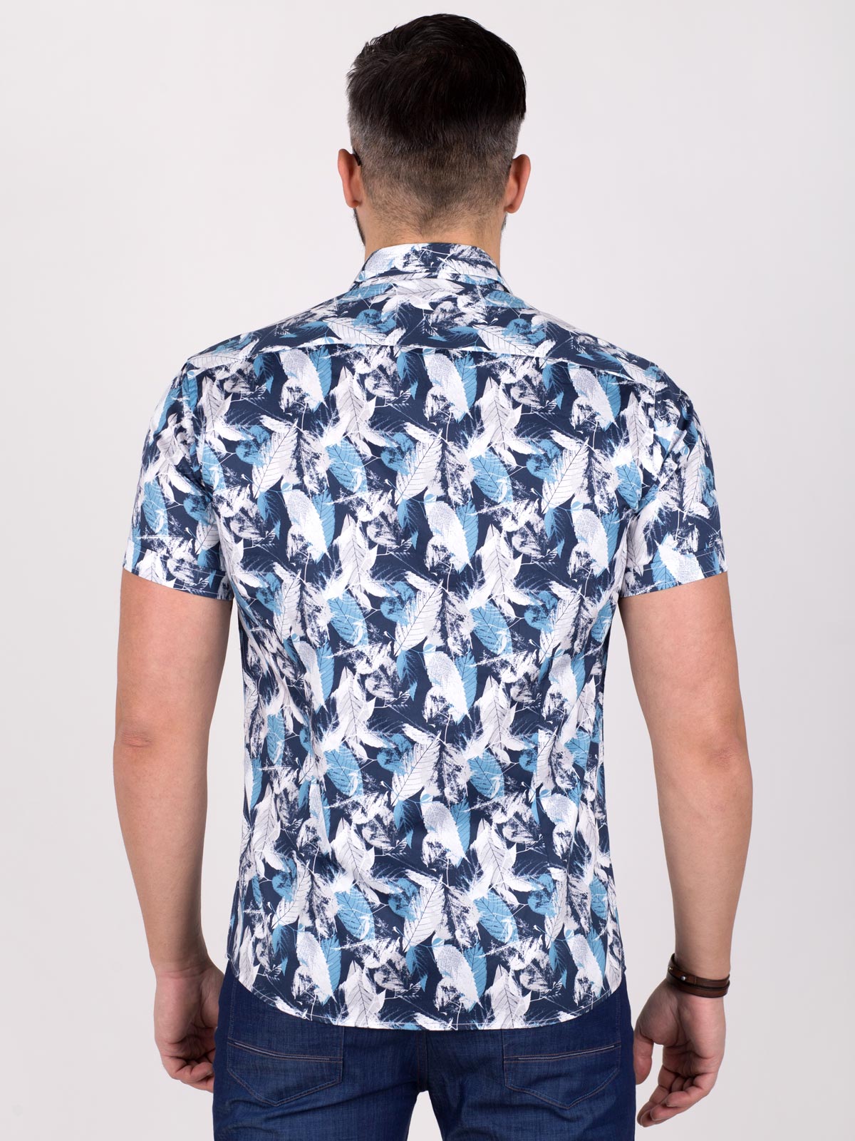 Shirt in white with blue leaf print - 80198 € 16.31 img3