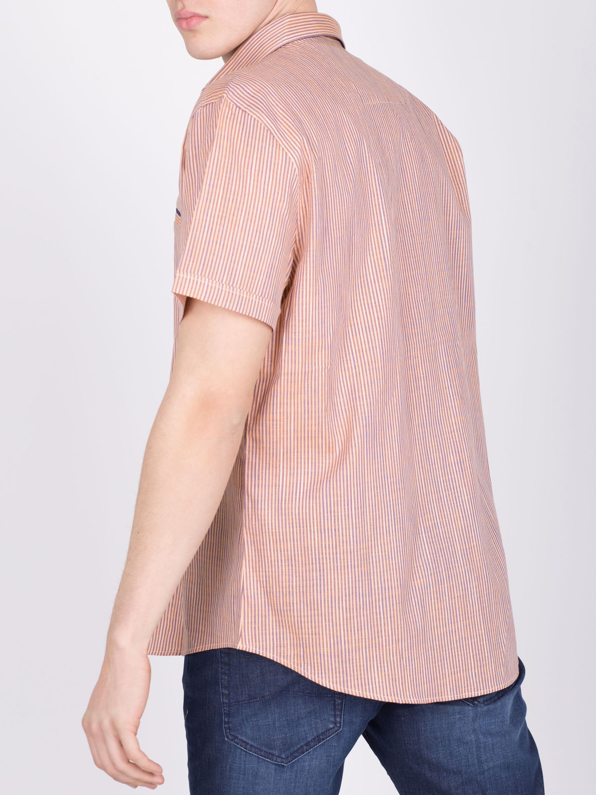 Shirt with linen in orange on blue stri - 80211 € 21.93 img3