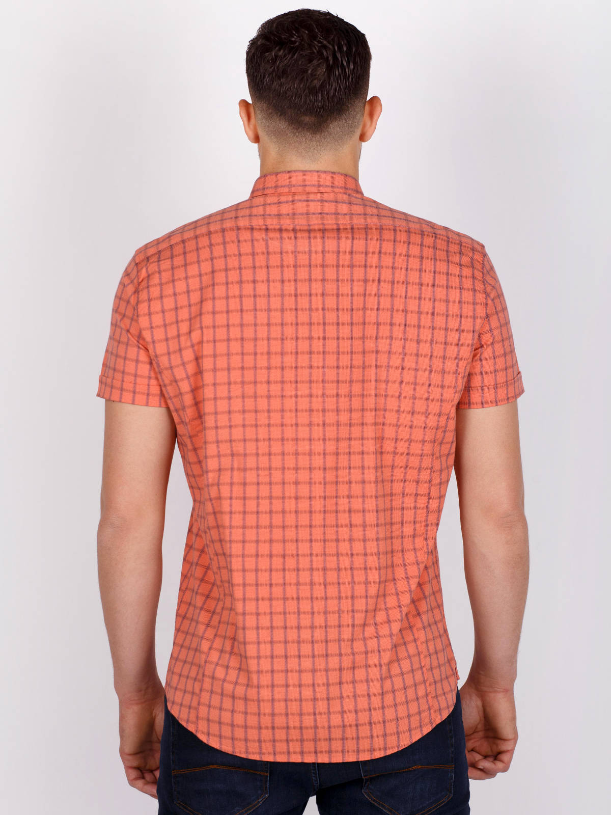 Shirt in orange on a blue plaid - 80218 € 21.93 img3