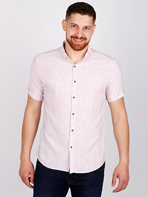 Απαλό ροζ και λευκό ριγέ πουκάμισο - 80223 - € 23.62