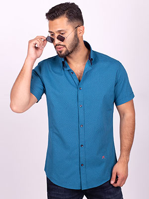Turquoise plaid shirt - 80224 - € 11.25