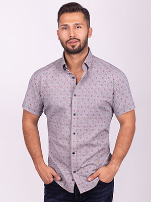 Μπεζ πουκάμισο με μπορντό paisley - 80225 - € 23.62