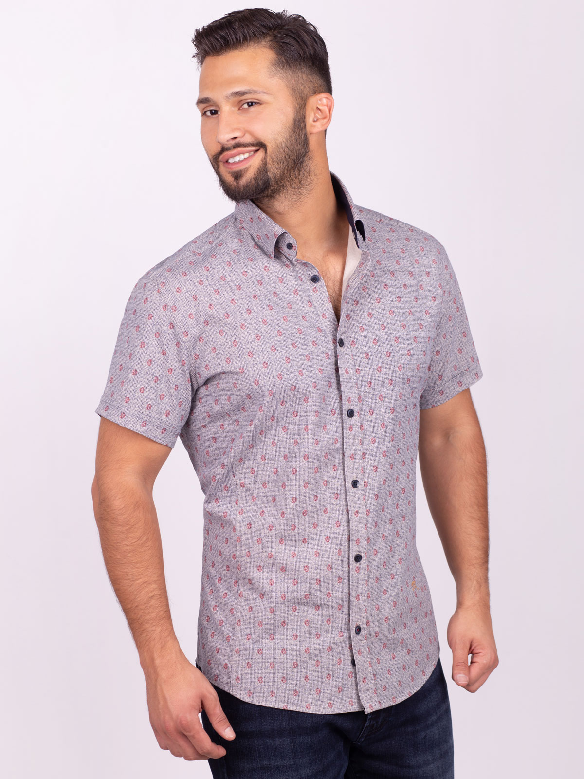 Beige shirt with burgundy paisley - 80225 € 21.93 img2