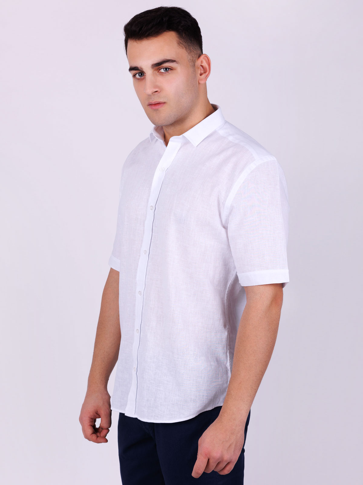 Λευκό λινό και βαμβακερό πουκάμισο - 80227 € 43.87 img3