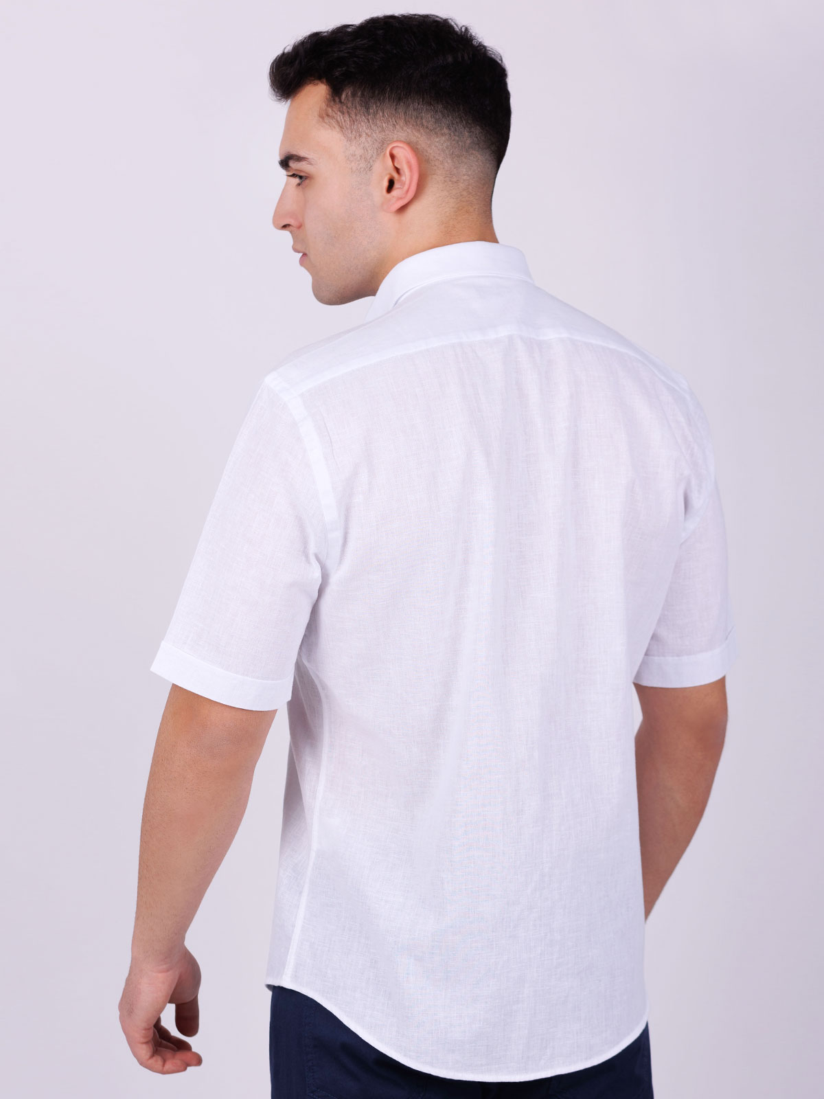 Λευκό λινό και βαμβακερό πουκάμισο - 80227 € 43.87 img4