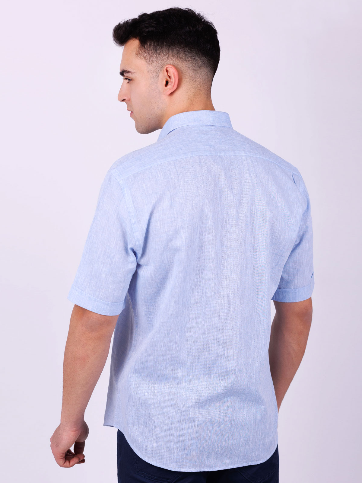 Linen and cotton shirt in blue - 80228 € 43.87 img4