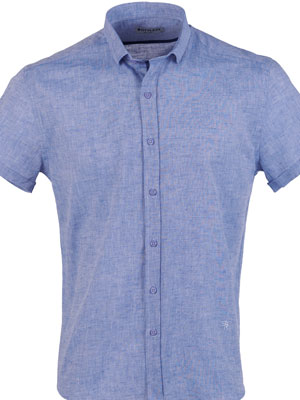 Λινό πουκάμισο σε γαλάζιο μελανζέ - 80229 - € 43.87