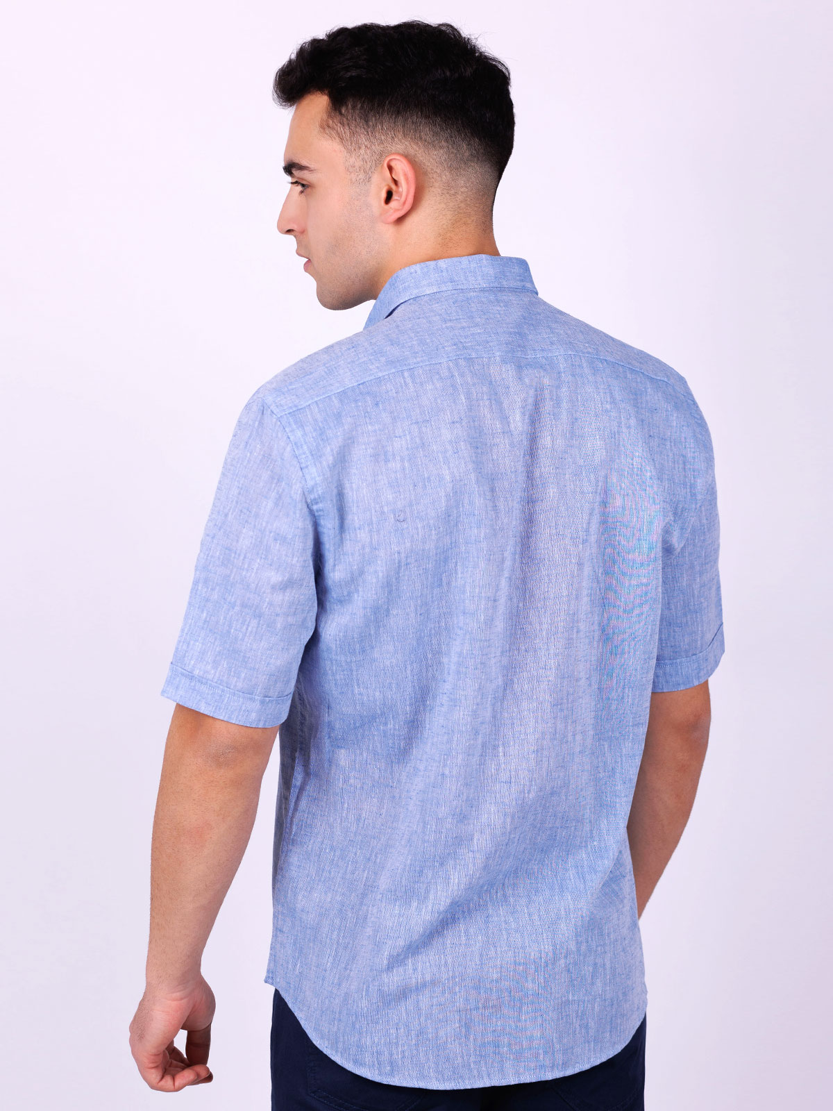 Λινό πουκάμισο σε γαλάζιο μελανζέ - 80229 € 43.87 img4
