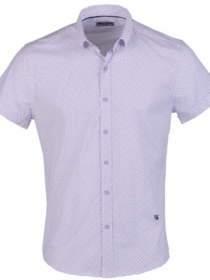 Λευκό πουκάμισο με στάμπα φιγούρας - 80230 - € 38.81