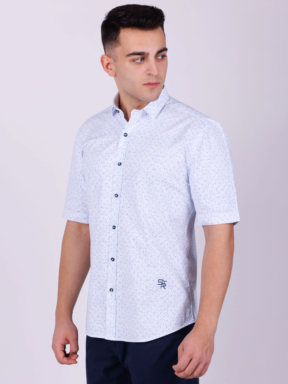 Shirt in white with small blue figures - 80231 € 38.81 img3