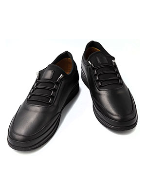 Μαύρα δερμάτινα παπούτσια με ελαστικά κο-81095-€ 51.74