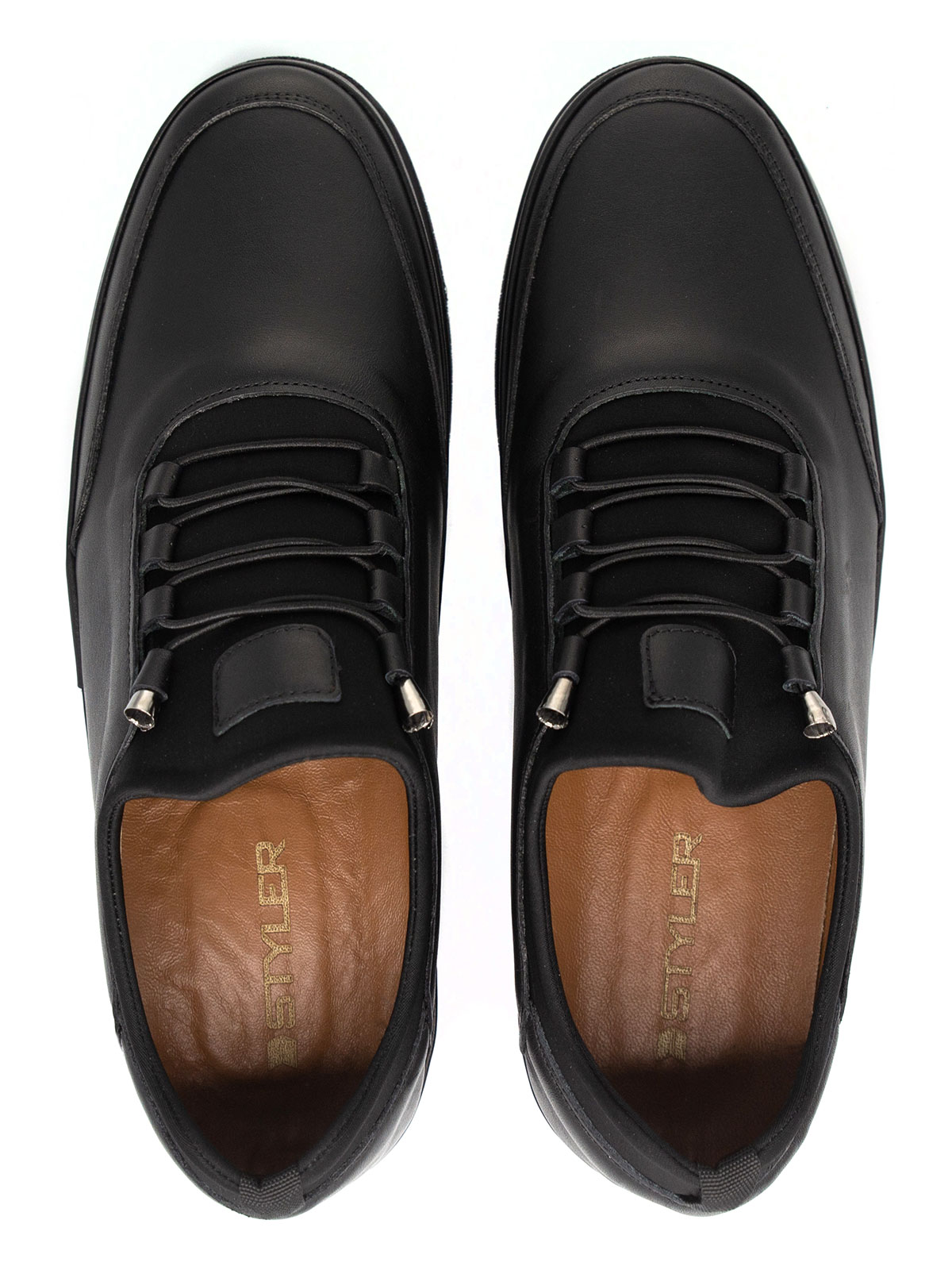 Μαύρα δερμάτινα παπούτσια με ελαστικά κο - 81095 - € 41.62 img2